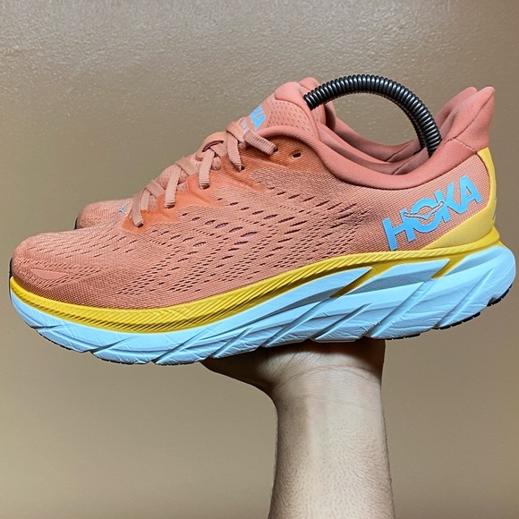 HOKA ONE ONE CLIFTON 8 SUN BAKED SHELL CORAL WOMEN’S RUNNING SNEAKERS SIZE 9.5 - Picture 3 of 17
